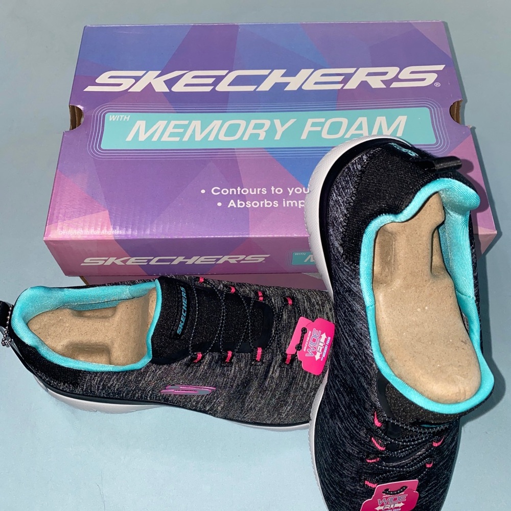 Skechers Charcoal and Aqua Sneakers - Picture 2 of 4